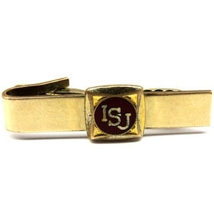 Simmons 12k Gold Filled ISU Tie Clip Illinois State University Red Enamel Vtg